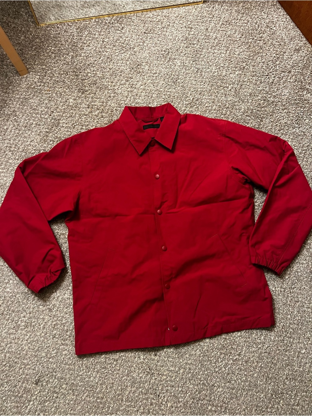Uniqlo Men's Red Coach Jacket Button Front Point Collar Pockets Size M